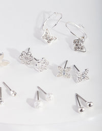 Silver Butterfly Hoop Drop Earring 9-Pack - link has visual effect only