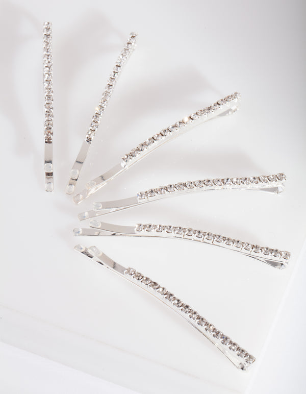 Crystal Silver Hair Pin 6-Pack