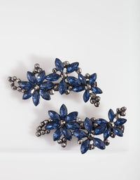 Gunmetal Mixed Crystal Floral Hair Clip - link has visual effect only