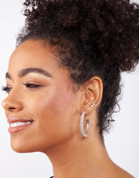 Double Row Diamante Hoop Earrings - link has visual effect only