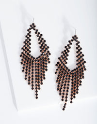 Rose Gold Black Diamante Cupchain Cascading Earrings - link has visual effect only