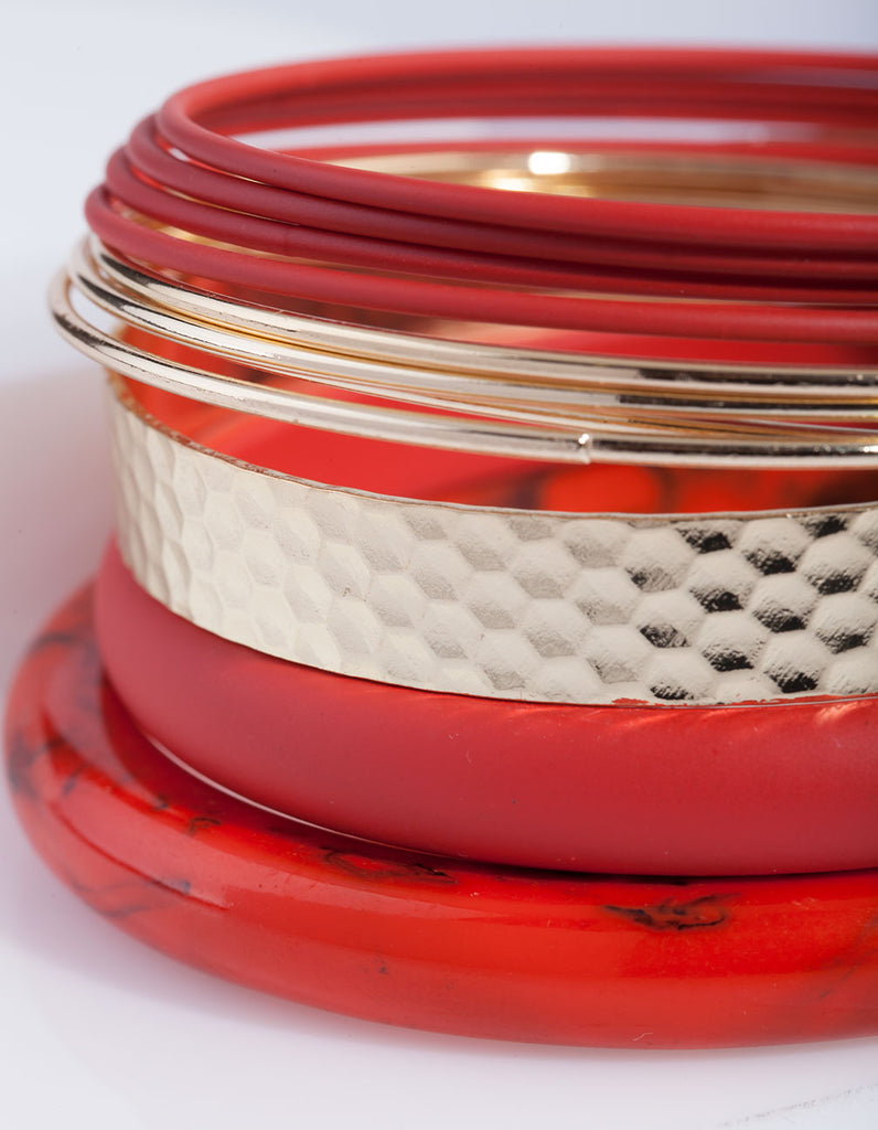 Red Gold Acrylic & Metal Bracelet 10-Pack