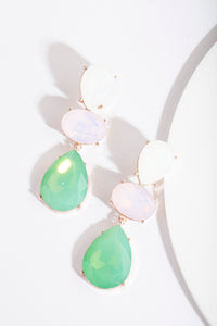 Green Gemstone Triple Drop Earrings - link has visual effect only