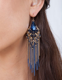 Bead Cluster Chain Tassel Drop Earrings - link has visual effect only