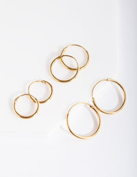 Gold Plated Sterling Silver Classic Hoop Earring Pack - link has visual effect only