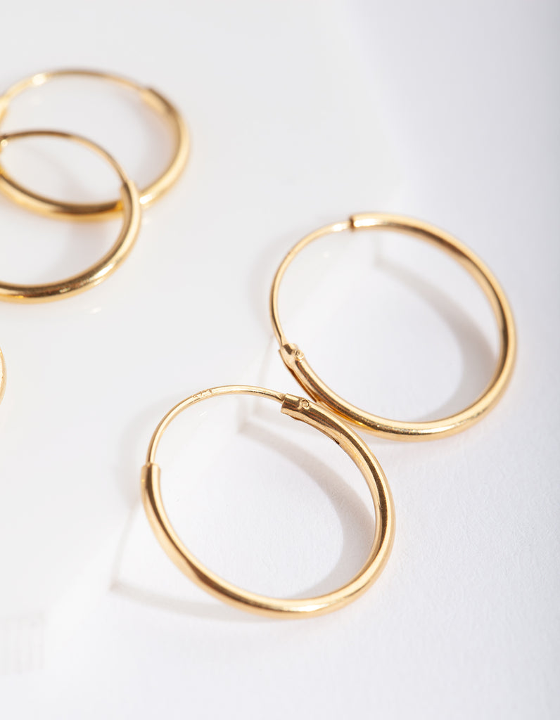 Gold Plated Sterling Silver Classic Hoop Earring Pack