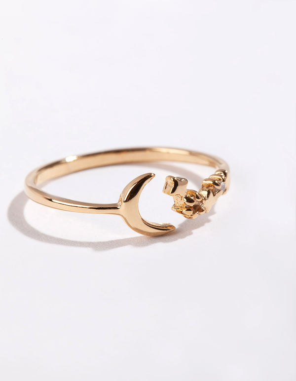 Gold Plated Sterling Silver Open Celestial Ring