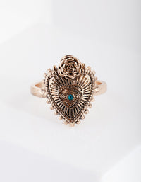 Antique Gold Spiked Heart Ring - link has visual effect only