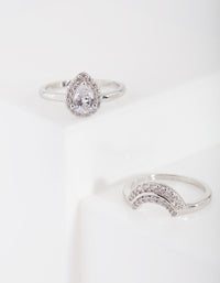 Silver Cubic Zirconia Engagement Ring Stack - link has visual effect only