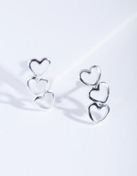 Silver Connected Heart Stud Earrings - link has visual effect only