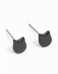 Black Micro Cat Stud Earrings - link has visual effect only