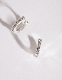 Silver Diamante Huggie Earrings - link has visual effect only