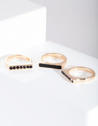 Black Enamel Gold Rings Pack - link has visual effect only