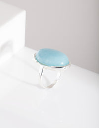 Silver Blue Synthetic Opal Stone Ring - link has visual effect only