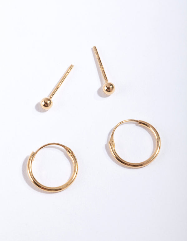 Gold Plated Sterling Silver Stud Hoop Pack