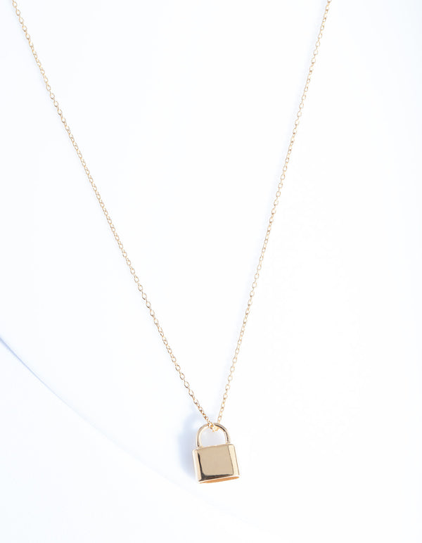 Gold Plated Sterling Silver Padlock Necklace