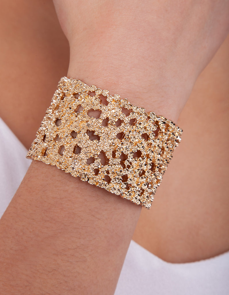 Gold Textured Wide Arm Cuff