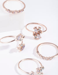 Rose Gold Floral Gem Ring Pack - link has visual effect only