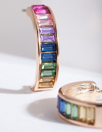 Gold Rainbow Gem Hoop Earrings - link has visual effect only