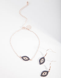 Rose Gold Evil Eye Jewellery Set Gift Box - link has visual effect only