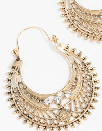 Antique Gold Detailed Hoop Chandbali Earrings - link has visual effect only