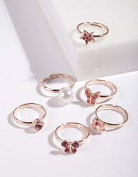 Kids Rose Gold Pink Ring 6-Pack - link has visual effect only