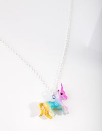 Kids Silver Multi Coloured Unicorn Necklace - link has visual effect only