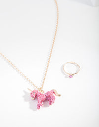 Kids Pink Glitter Unicorn Jewellery Set - link has visual effect only