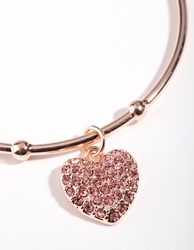 Kids Rose Gold Diamante Sugar & Spice Bracelet