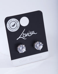 Silver Cubic Zirconia Circle Earrings - link has visual effect only