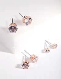 Rose Gold Cubic Zirconia Earring Pack - link has visual effect only