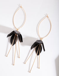 Black Gold Flower Drop Earrings - link has visual effect only