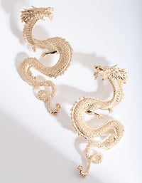 Gold Large Swirl Dragon Earrings - link has visual effect only