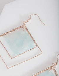 Rose Gold Blue Hanging Earrings - link has visual effect only