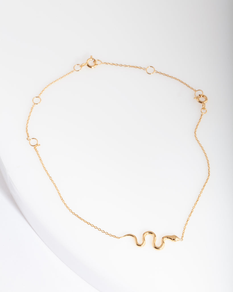 Gold Plated Sterling Silver Snake Bracelet Anklet