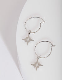 Gunmetal Star Hoop Earrings - link has visual effect only