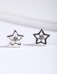 Silver Diamante Star Stud Earrings - link has visual effect only