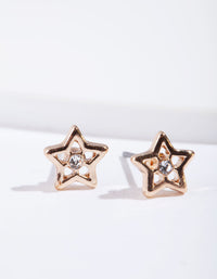 Gold Star Diamante Stud Earrings - link has visual effect only