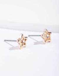 Gold Star Diamante Stud Earrings - link has visual effect only