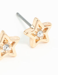 Gold Star Diamante Stud Earrings - link has visual effect only