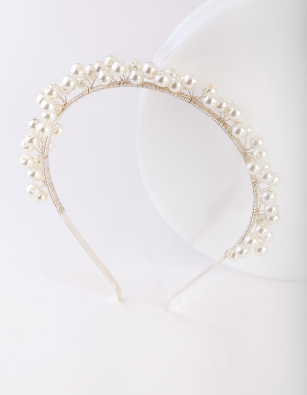 Silver Scattered Pearl Headband