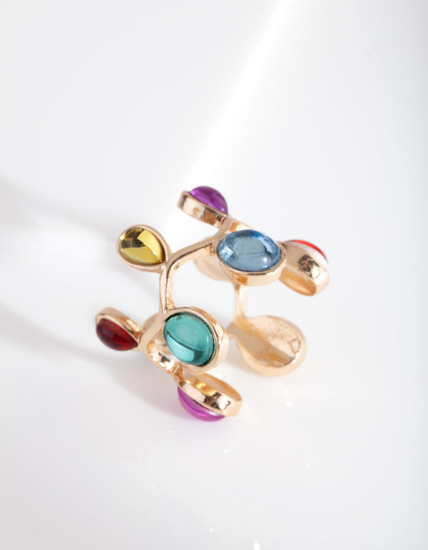 Gold Multi Gem Loop Ring