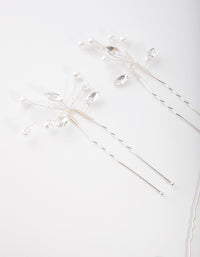 Silver Dainty Navette Hair Pins - link has visual effect only