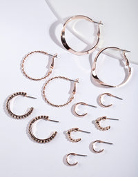 Rose Gold Multi Hoop Earring 6-Pack - link has visual effect only