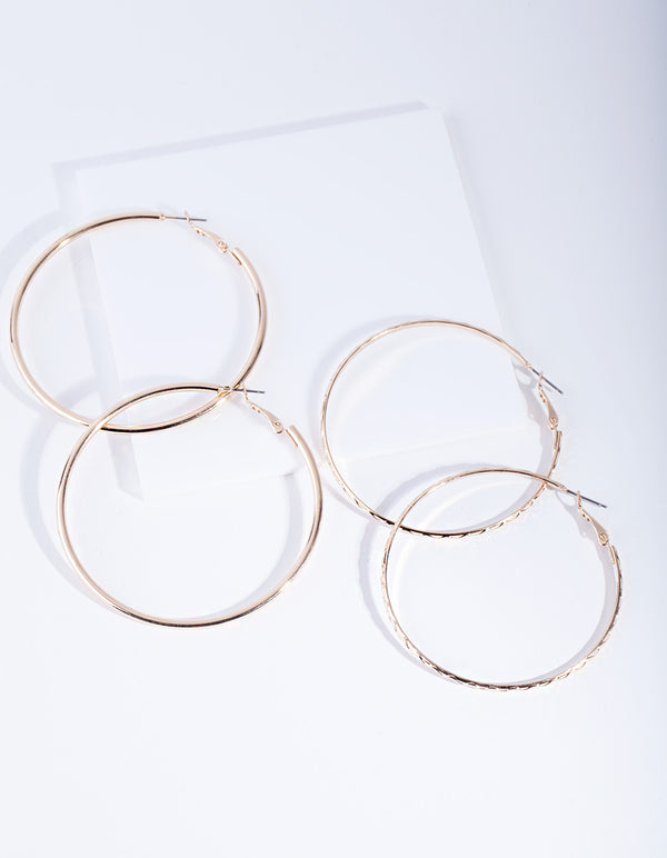 Gold 6 cm Hoop Earring Pack