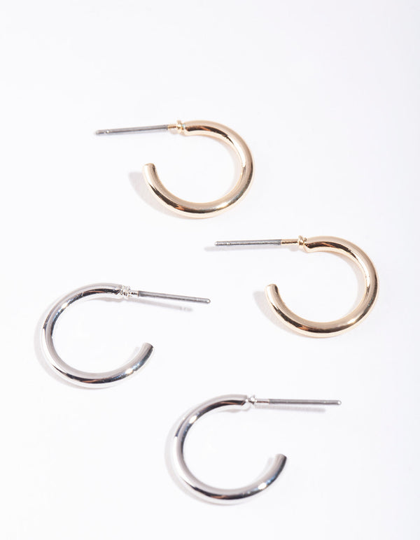 Mixed Metal 10mm Hoop Earring Pack