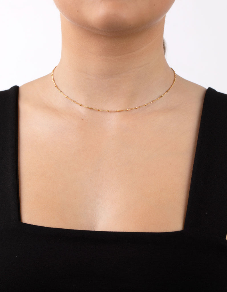 Gold Plated Sterling Silver Bead Chain Necklace