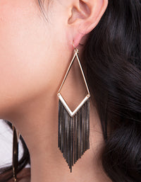 Gold Black Chain Tassel Earrings - link has visual effect only