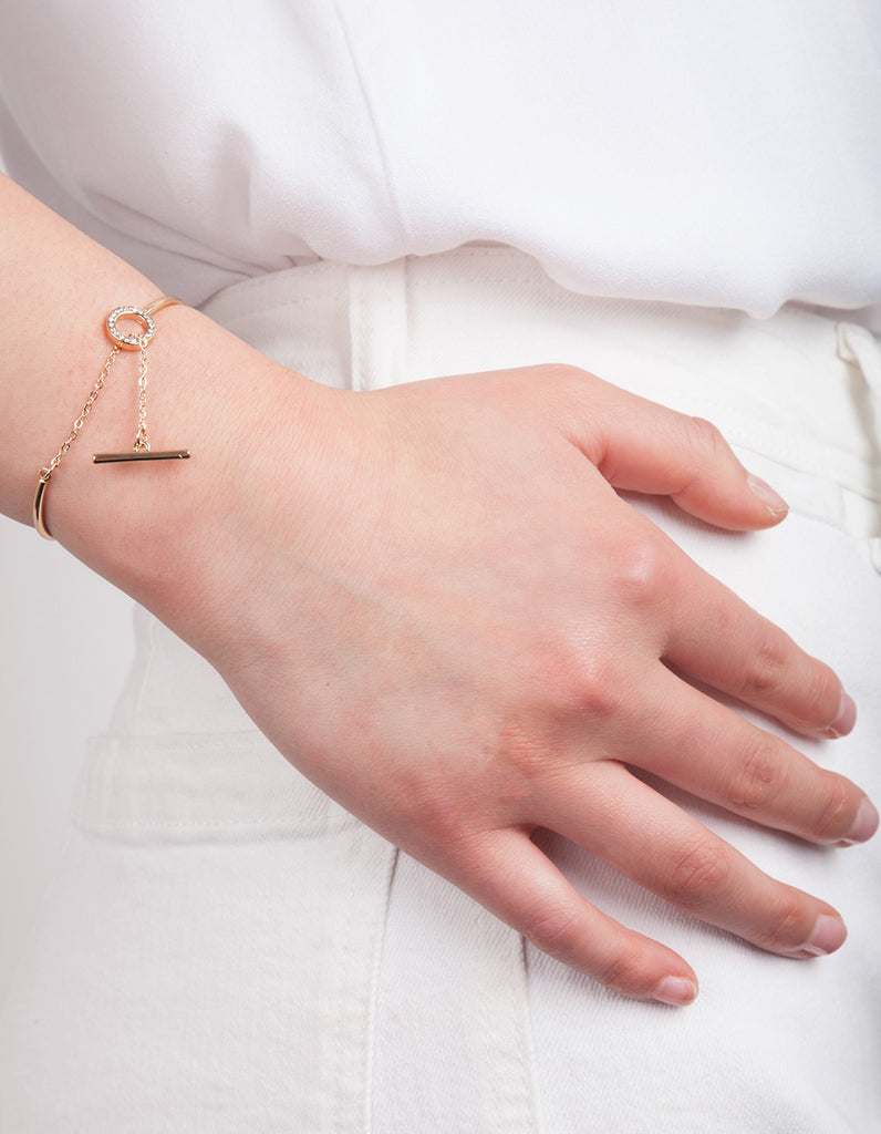 Gold Diamante Link Cuff Bracelet