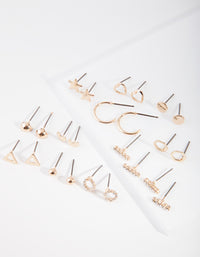 Gold Star & Geometric Shaped Stud Earring 12-Pack - link has visual effect only